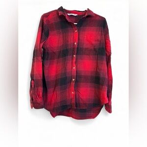 Sonoma Goods For Life Women's Red & Black Buffalo Plaid Flannel Shirt Large